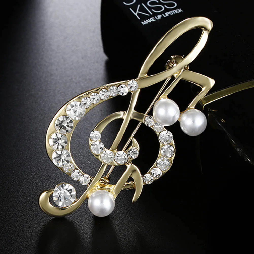 Элегантная музыкальная нотка Высококачественная Милая брошь с кристаллами