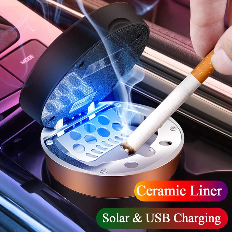 Керамическая Солнечная автомобильная пепельница с USB зарядкой сменный