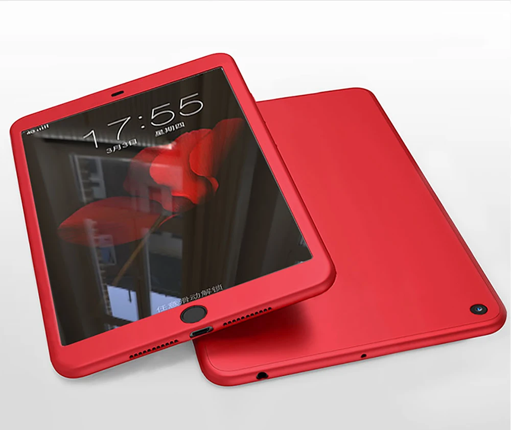 360 градусов полный чехол для Apple, iPad 9,7 с закаленным стеклом, силиконовый чехол для iPad 5-го 6-го поколения, Funda