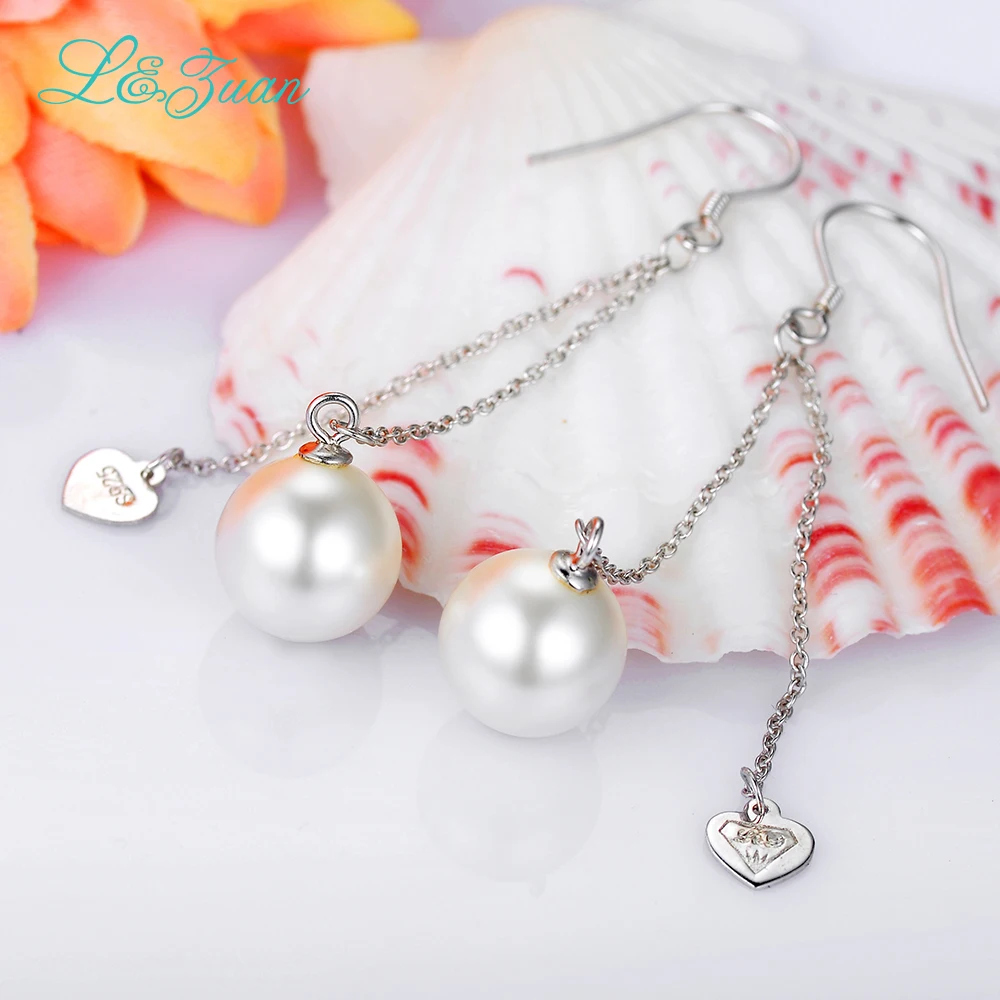 S925 Silver Round Seashell pearl Элегантные и Изящные Серьги|drop earrings|earrings dropsearrings earring |