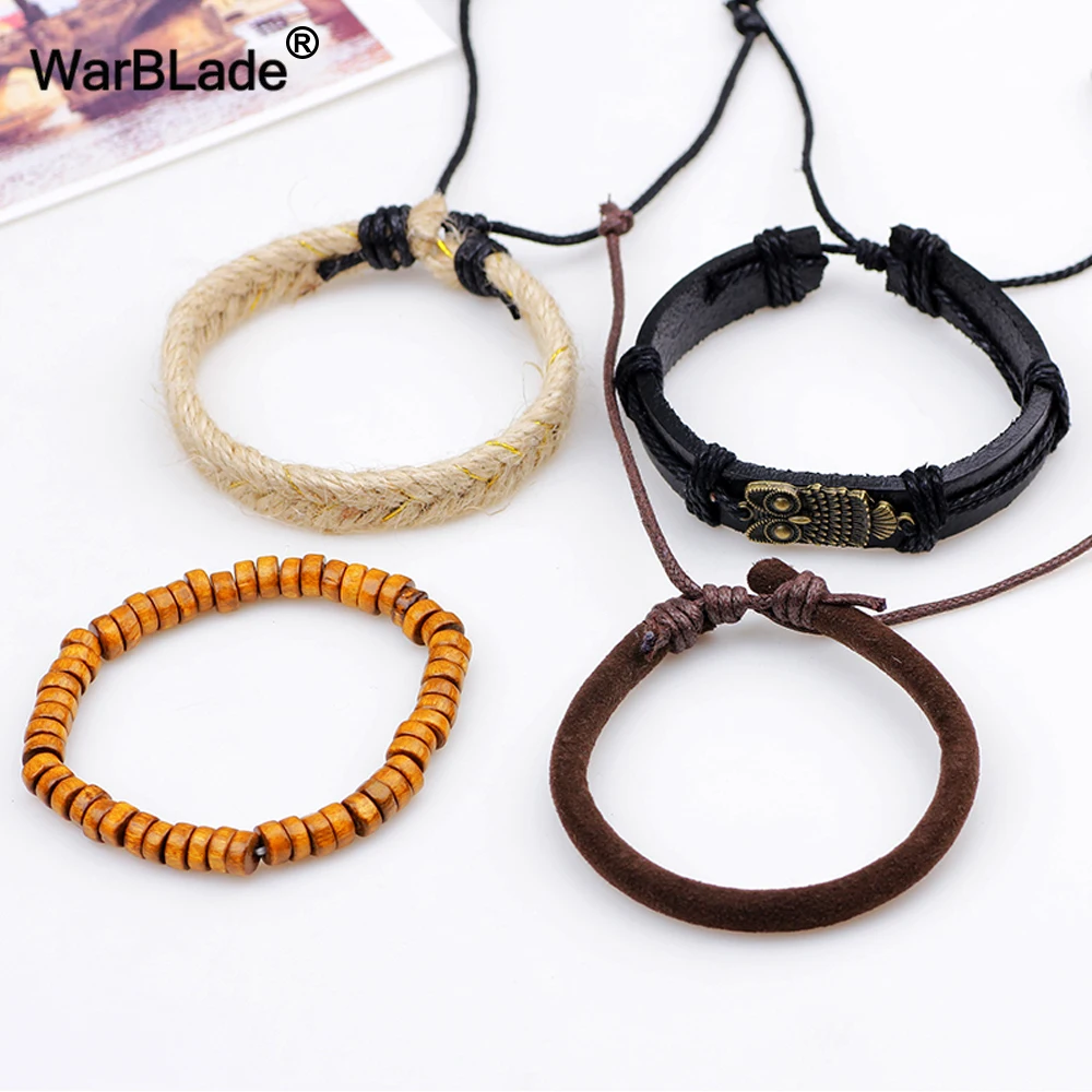 Винтажный Многослойный кожаный плетеный браслет WarBLade в стиле ретро для мужчин и