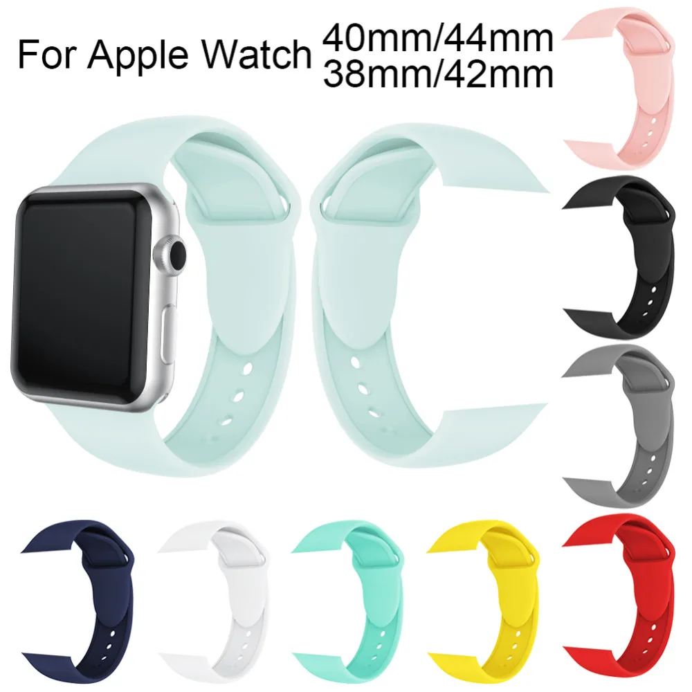 Мягкий силиконовый сменный спортивный ремешок для Apple Watch серии 2/3 42 мм 38 мм браслет на запястье ремешок для iWatch 4 40 мм 44 мм спортивный