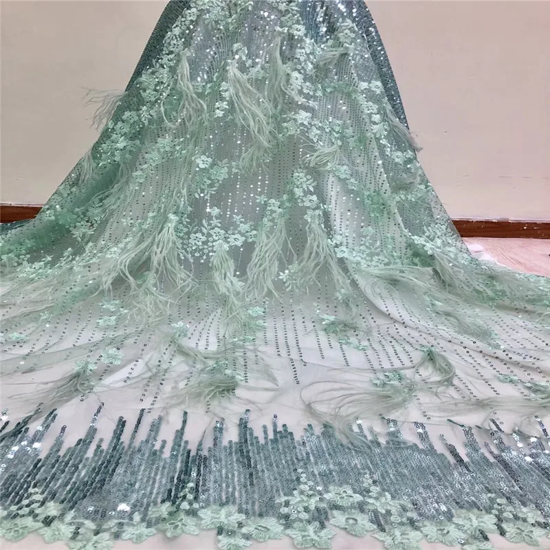 Sequin Nigeria Bridal Dress Design Lilac African French Tulle Feather Lace High Quality Embroidery Net Fabric X1074-6 | Дом и сад