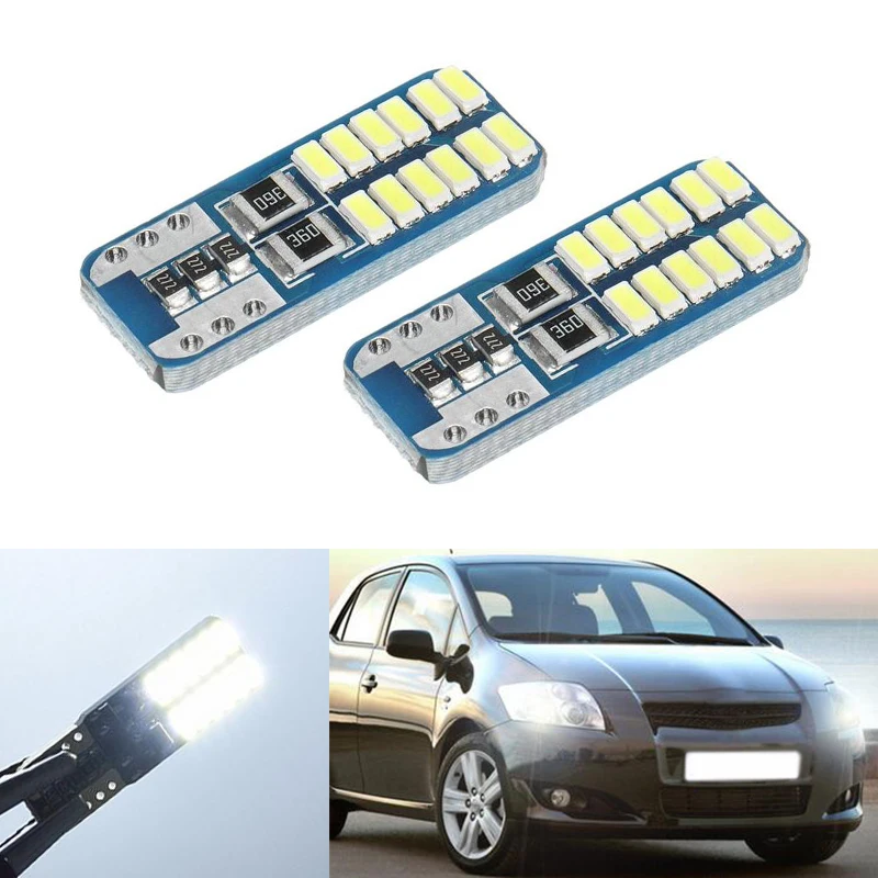 2x Автомобилей T10 w5w LED 3014SMD Ширина Лампа для Toyota Corolla Avensis Yaris Rav4 Prado Hilux Auris Prius Camry 40