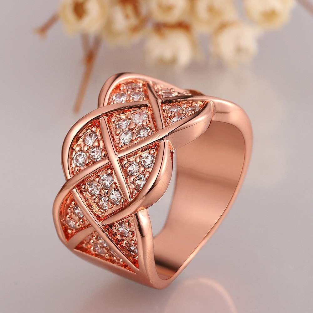 Uloveido подарок свадебный большой розовое золото цвет широкие кольца для женщин
