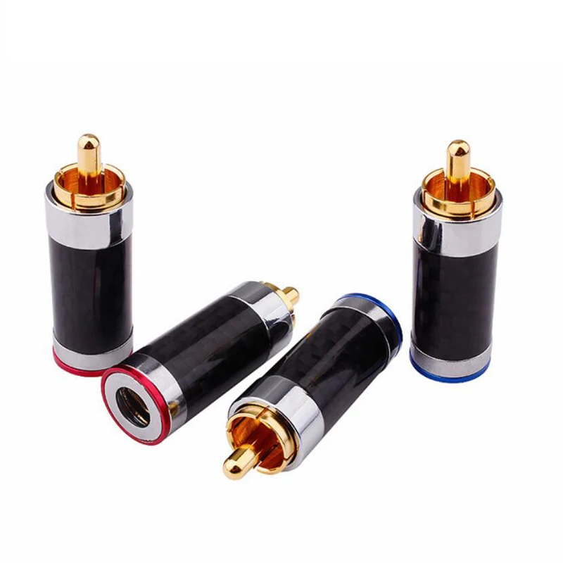 HiFi 4 шт. Позолоченные разъемы RCA из углеродного волокна Соединительный кабель