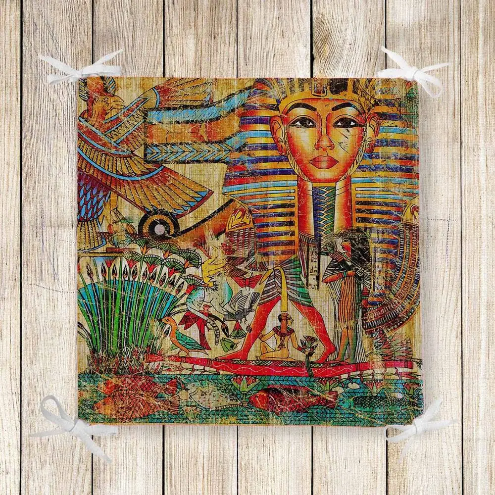 

Else Orange Brown Egypt Ethnic Retro 3d Print Chair Pad Seat Cushion Soft Memory Foam Full Lenght Ties Non Slip Washable Zipper