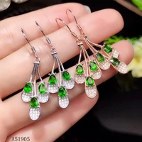 kjjeaxcmy boutique jewelry 925 sterling silver inlaid natural diopside gemstone female luxury earrings support detection