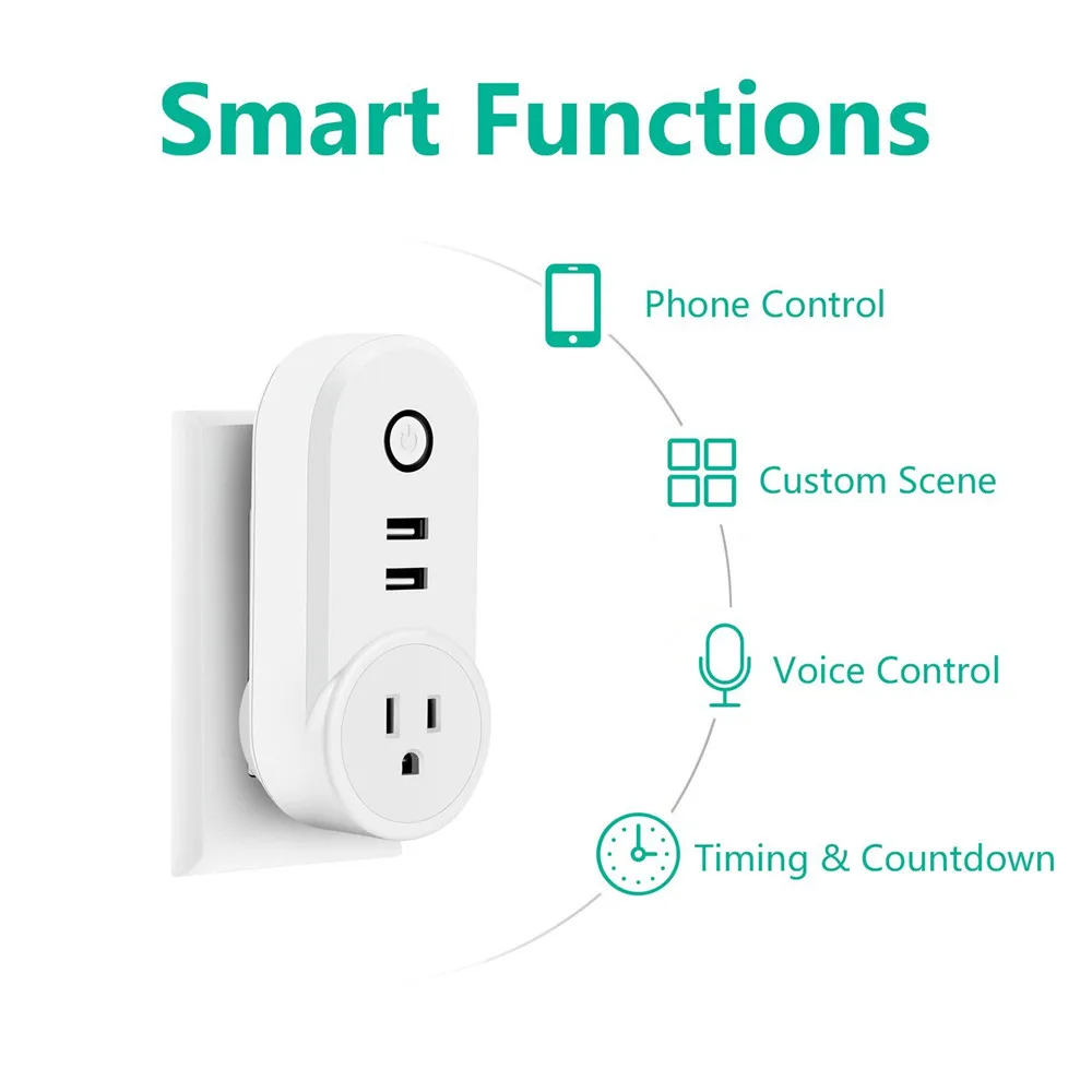 Умная розетка Wi Fi 2 порта USB умная вилка для Amazon Alexa/Google Home Phone дистанционное