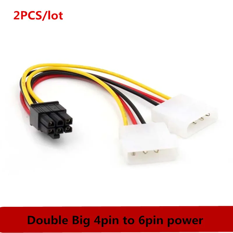 2 шт./лот двойной большой 4pin до 6pin кабель адаптера питания PCI E видеокарта внешний