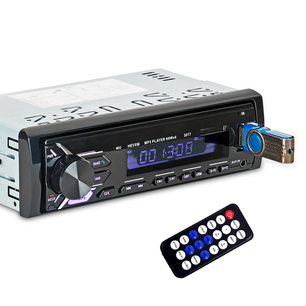 Автомобильный Bluetooth Авторадио Стерео автомобильный Радио 1 Din V3.0 FM Aux вход
