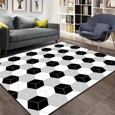 

Else Gray Black White Boxes Cubes Geometric 3d Print Non Slip Microfiber Living Room Decorative Modern Washable Area Rug Mat