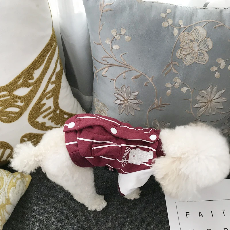 Новое поступление осень/зима винно красный цвет белая полоса Досуг Собака Pet