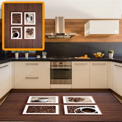 

Else Wooden on Patchwork Coffee Cup Beans 3d Pattern Print Non Slip Microfiber Kitchen Modern Decorative Washable Area Rug Mat