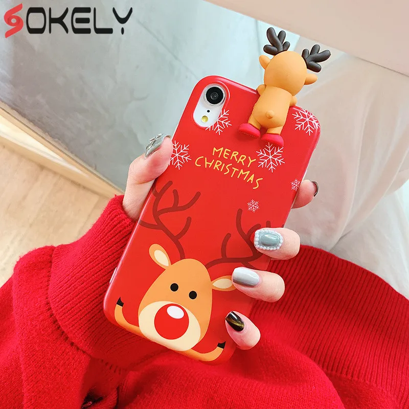 Чехол для телефона NewSOKELY iPhone 6 6s 7 8 Plus X XR XS Max милый мультяшный Рождественский Санта