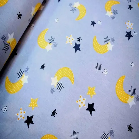 Хлопковая ткань с рисунком Луны и звезды|Ткань| |