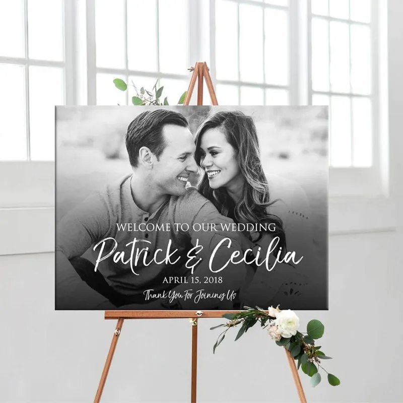 Personalized Welcome Wedding Sign Black White Photo Printable Custom Entrance for Bridal Shower Decoration | Дом и сад