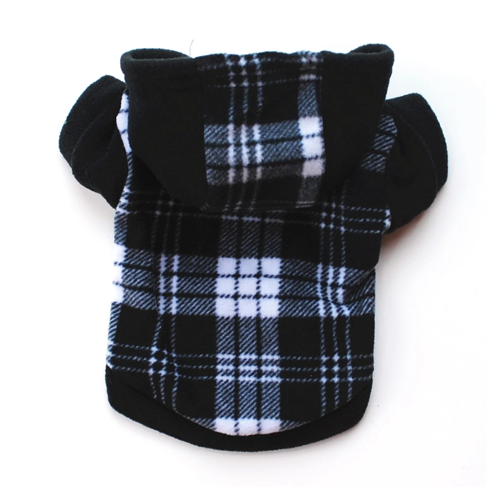 Winter Warm Black White Plaid Puppy Pet Dog Hoodie Hooded Sweatshirt Pullover |