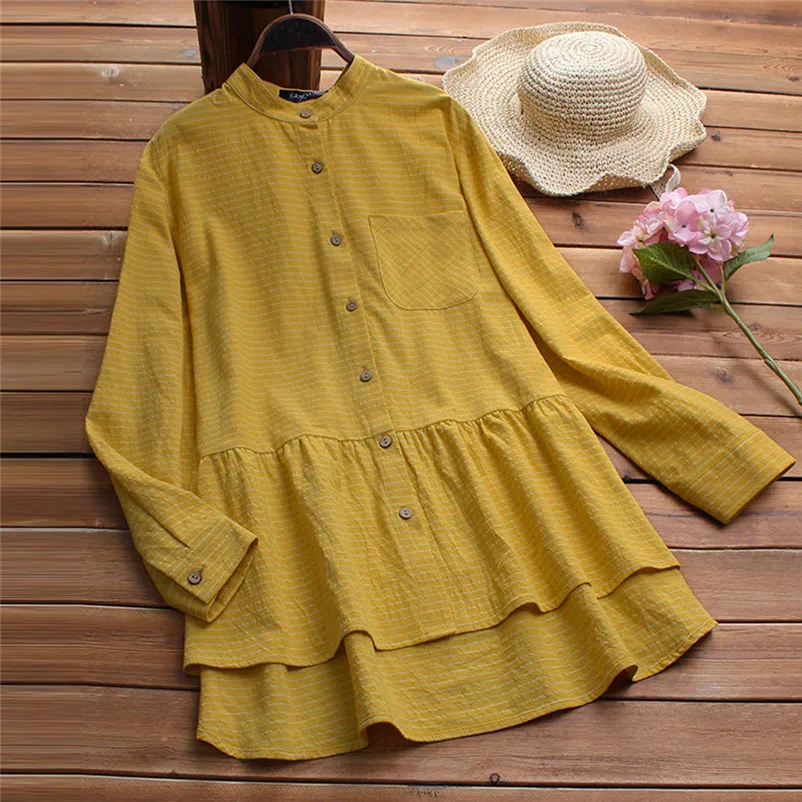 Модные женские топы и блузки лето осень 2019 рубашка с длинным рукавом хлопковая