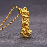 dragon column pendant chain yellow gold filled mens womens necklace colar de moda