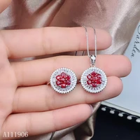 kjjeaxcmy boutique jewelry 925 sterling silver inlaid natural ruby female ring necklace pendant set supports re examination of n