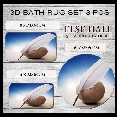 

Else Brown Sand Stone White Feathers 3d Print Non Slip Microfiber 3 Piece Bath Mat set for Bathroom 60x60cm 50x60cm 40x60cm
