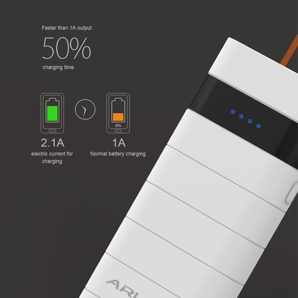 ARUN 10000 мА/ч внешний аккумулятор повербанк 2 USB портативное зарядное устройство для