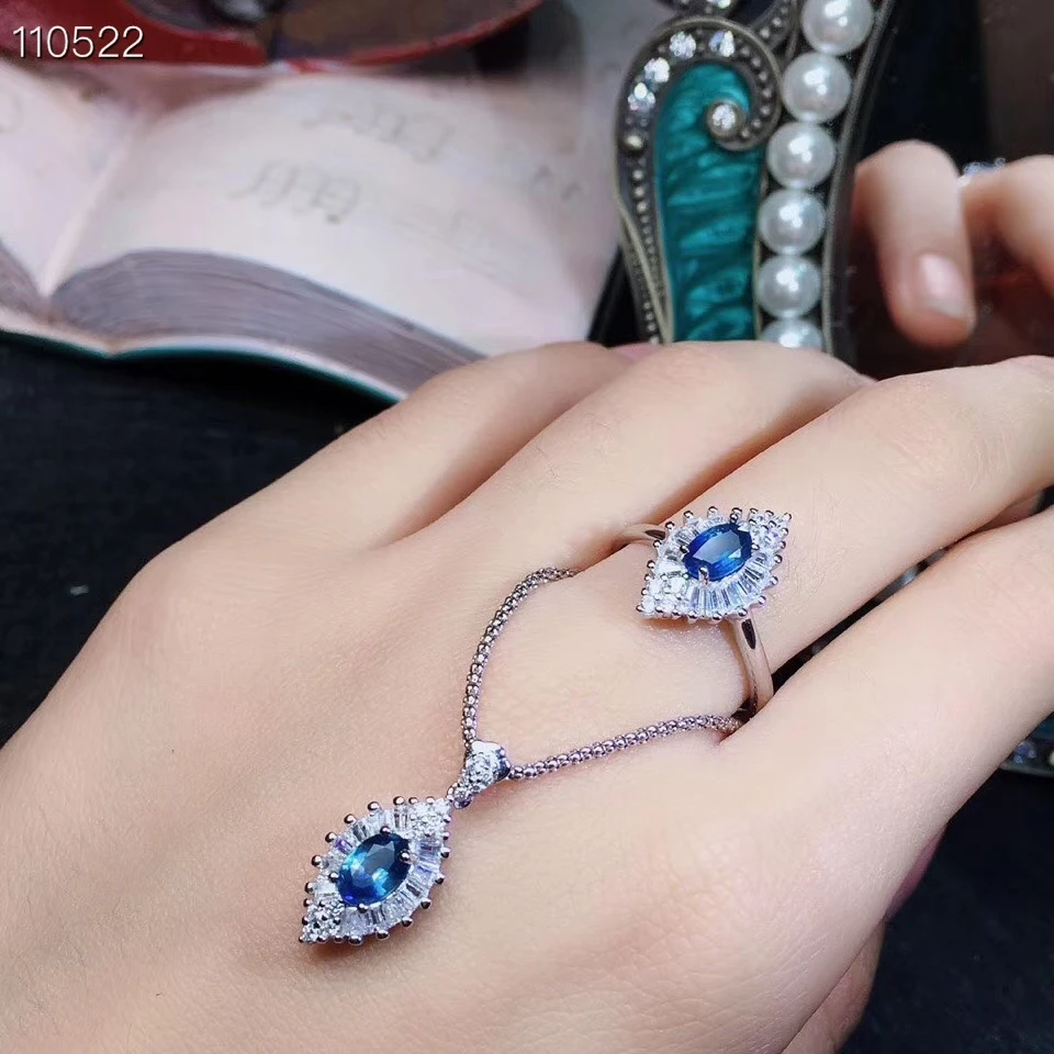 KJJEAXCMY boutique jewels комплект подвесок из серебра 925 пробы с натуральным Сапфиром И