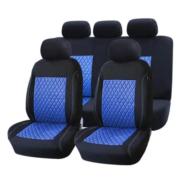 1 set black-blue 1 комплект, чехол для сиденья автомобиля из полиэфирной ткани с 3 мм поролоновой подкладкой, универсальный, подходит для стайлинга автомобиля, для Лада Ниссан, чехол для сиденья, автомобильные аксессуары - Название цвета: 1 set black-blue