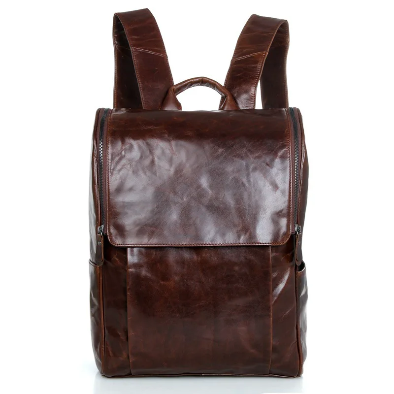 

Дорожный рюкзак для ноутбука 14 дюймов, мужские и женские деловые сумки из воловьей кожи, однотонные черные коричневые школьные портфели для...