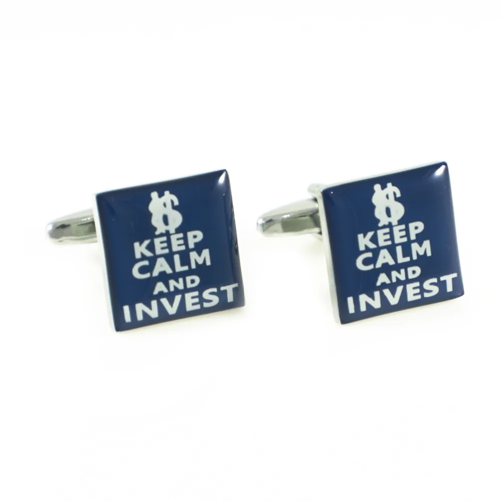Запонки Keep Calm новинка квадратные Темно Синие запонки и инвестировать подарки на