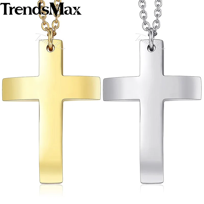 Trendsmax классическое колье с подвеской в виде Креста для мужчин и женщин цепочка из