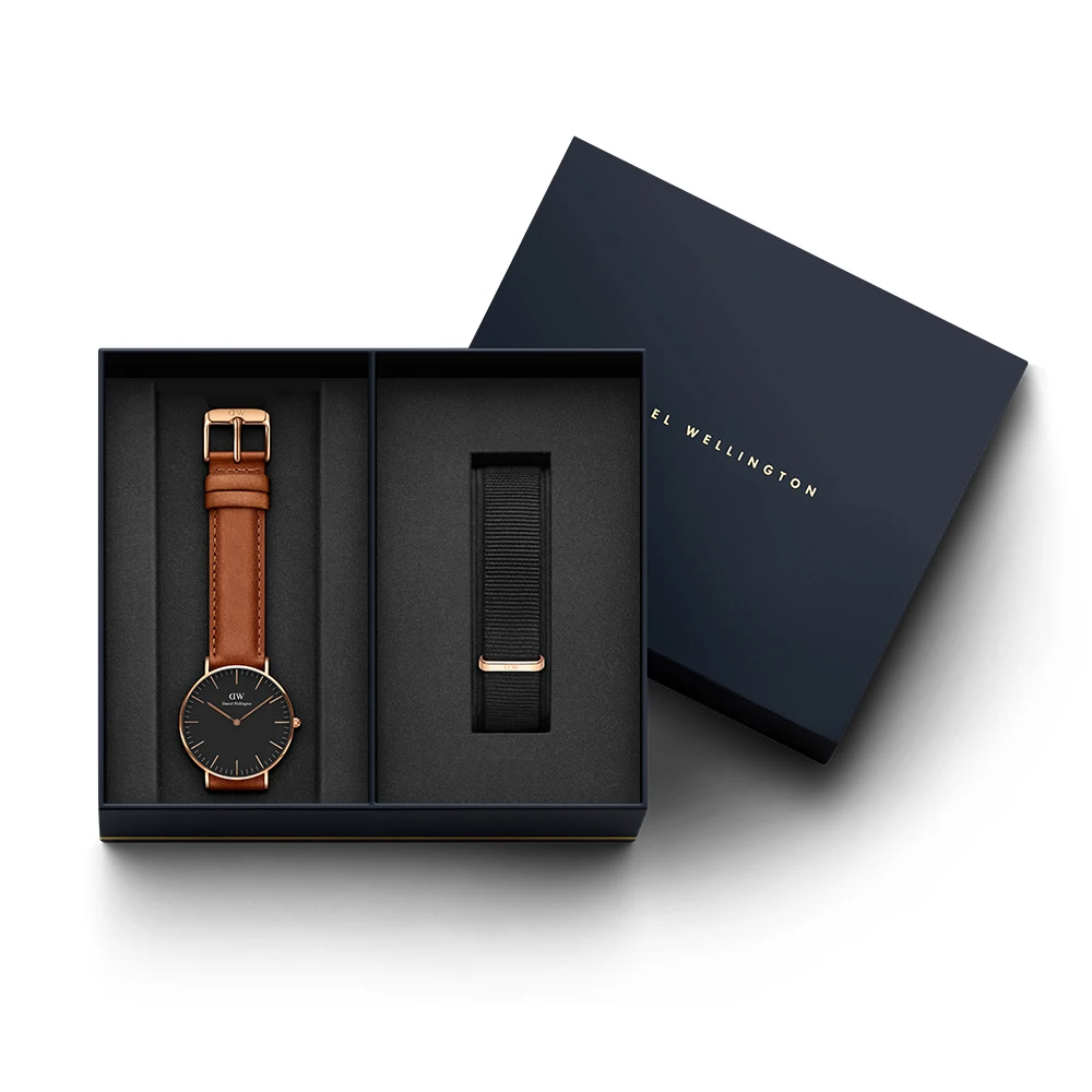 Наручные часы Daniel Wellington Classic Durham 36 мм RG Black + часовой ремешок Cornwall для часов