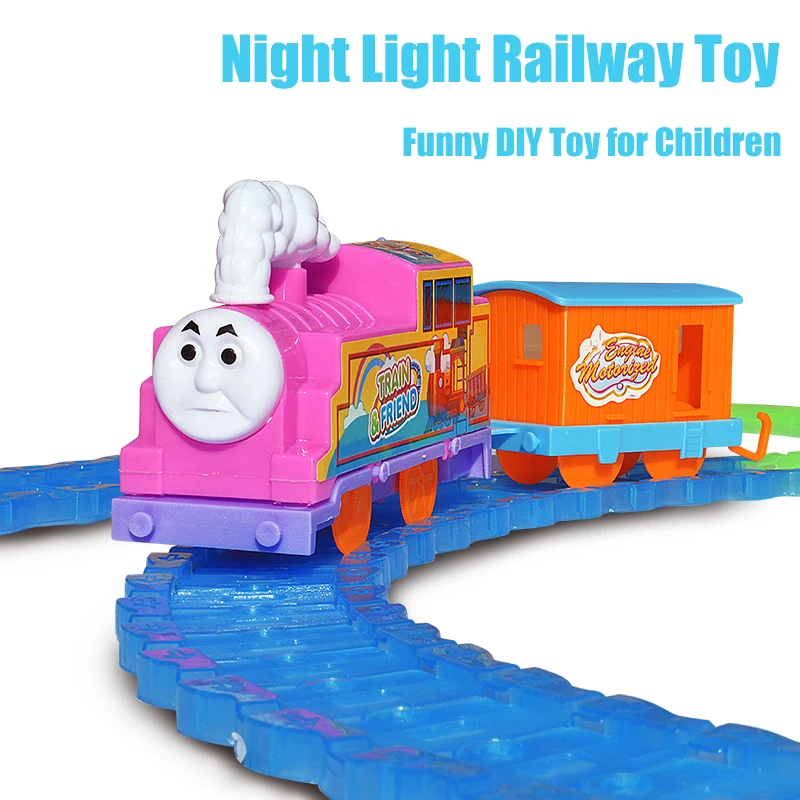 Ночник DIY Новые железнодорожные игрушки люминесцентного поезда трек