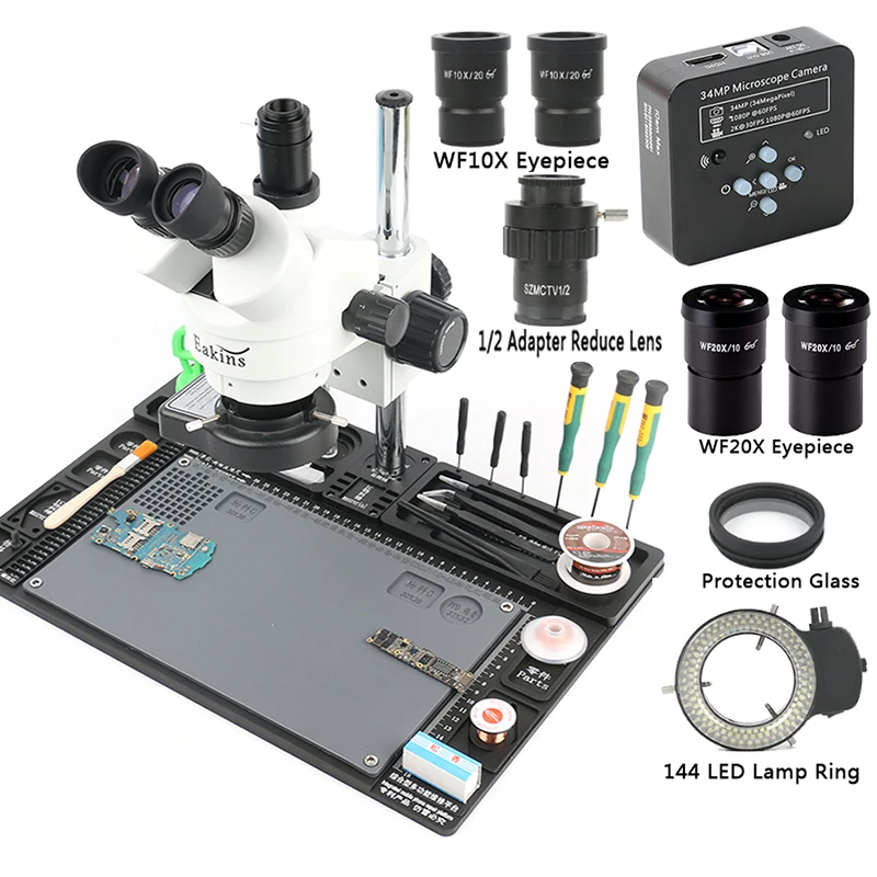3 5x 90x 180x simul focal continuous zoom trinocular stereo microscope 34mp 2k hdmi usb camera 12 ctv adapter big workbench free global shipping