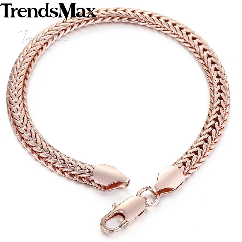 Браслет из розового золота 585 пробы 6 мм 8 дюймов|bracelets for|men braceletbracelets for women |