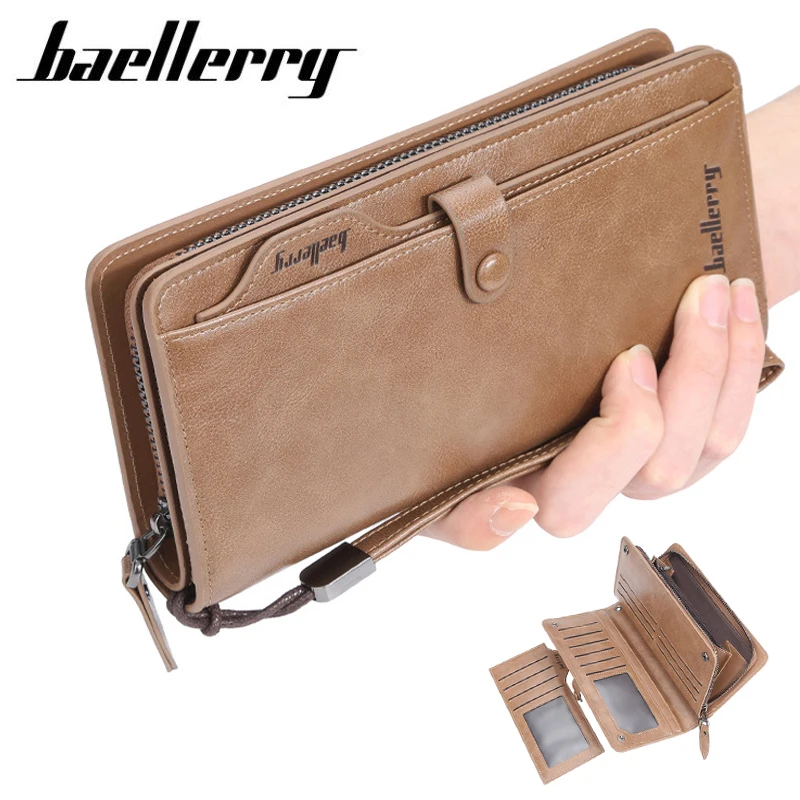 Baellerry высокое качество мужские кожаные кошельки модные дизайнерские на молнии