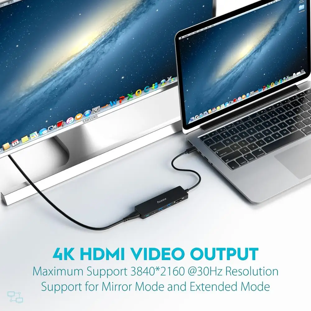 Aceele USB C концентратор usb type C до 4K HDMI USB 3,0 питание карт-ридер конвертер для Macbook Pro Macbook HUAWEI Matebook X/E