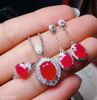 kjjeaxcmy boutique jewels 925 sterling silver inlaid natural ruby mini ring necklace pendant earring set support detection