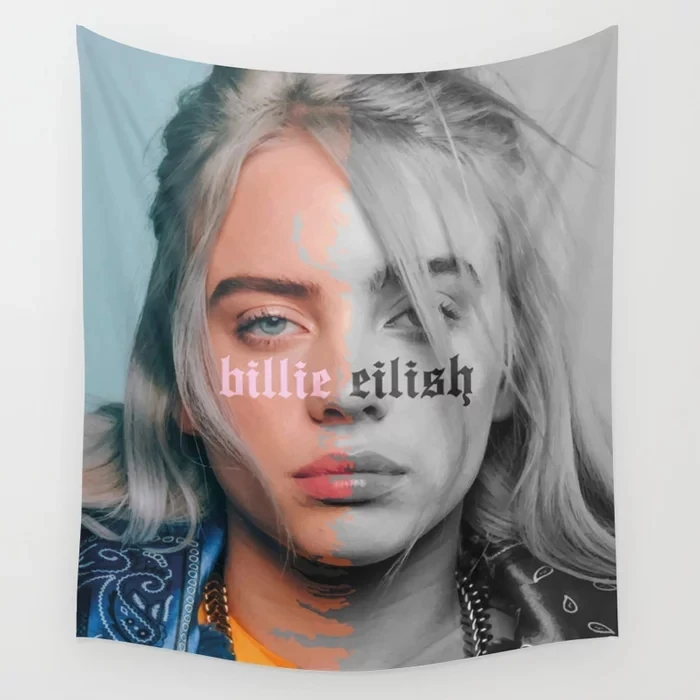 Поп певица Billie Eilish шаблон хиппи гобелен настенный плотный Декор для дома на