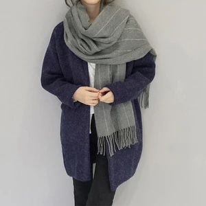 Mingjiebihuo новый зимний Корейский модный шерстяной однотонный шарф ручной работы утепленный мужской и женский вязаный шарф с кисточками