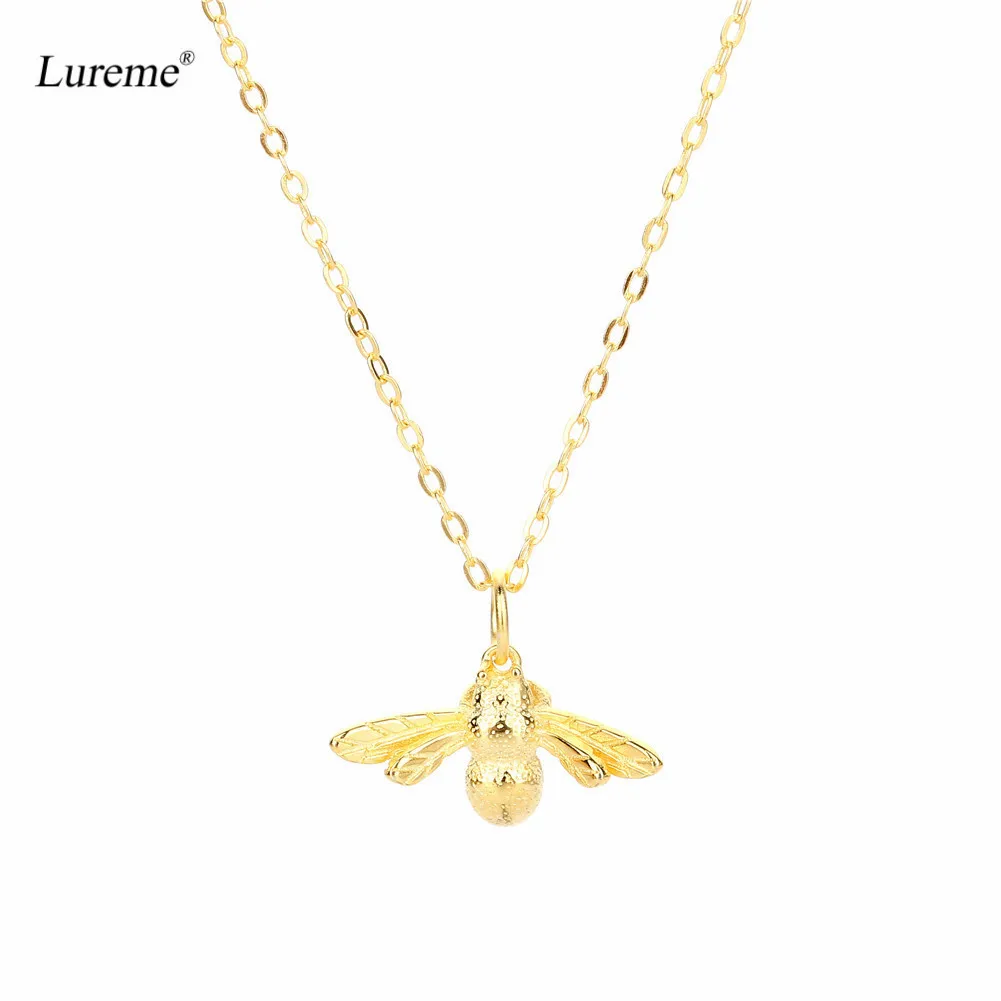 Lureme ожерелье из стерлингового серебра с кулоном в виде маленькой пчелы для