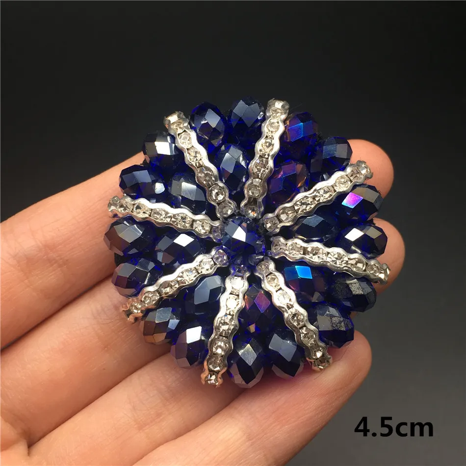 Круглые накладки с кисточками и стразами ручной работы 3D стильные разноцветные