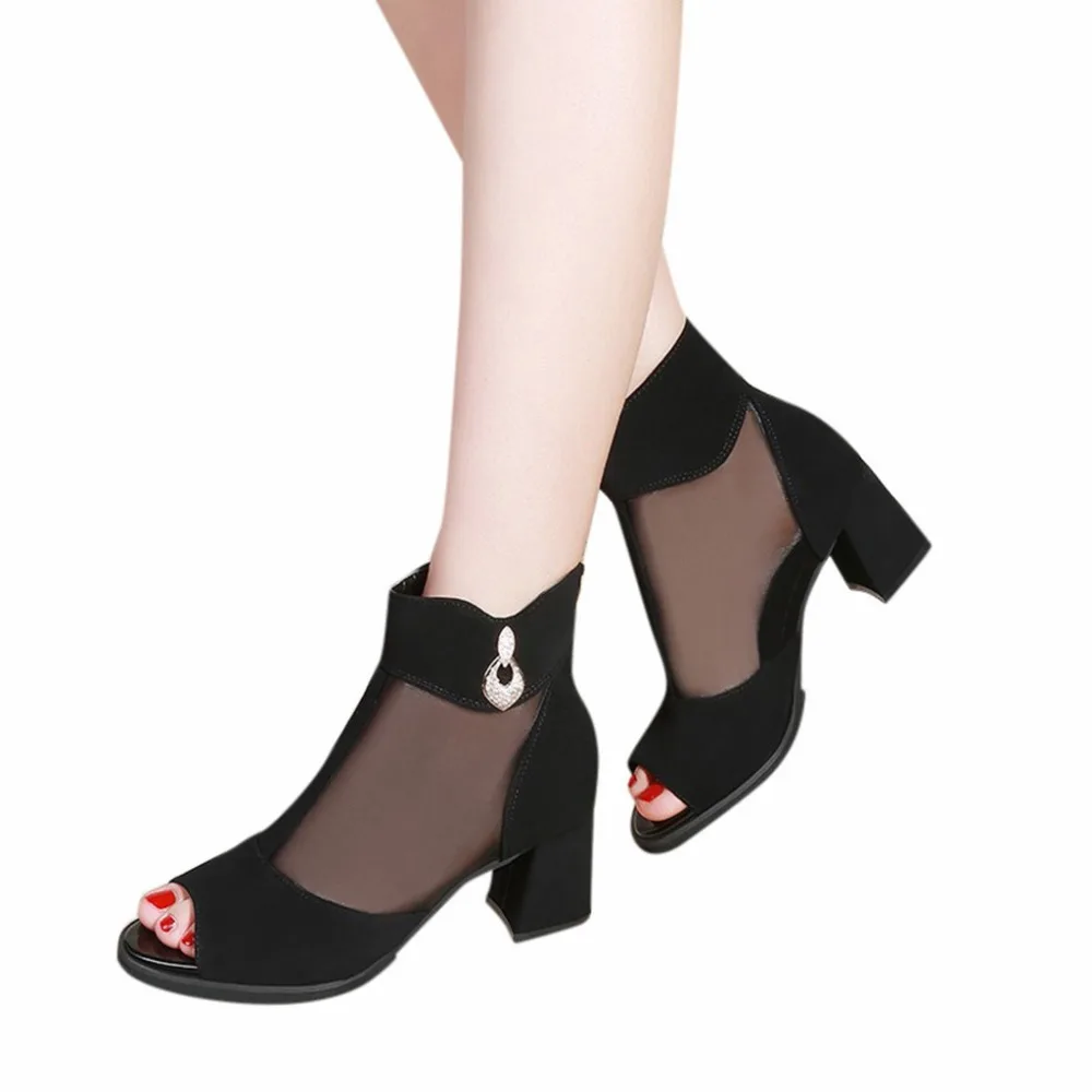 YOUYEDIAN/Женская обувь на молнии с открытым носком женская высоком квадратном