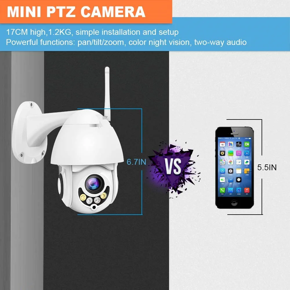 Wifi IP Camera wireless security Mini PTZ cameras outdoor audio video surveillance pan tilt 5x zoom dome IR network ip cam SD |