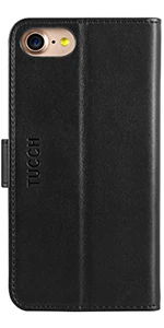 Чехол-бумажник tuch для iPhone 7/8 с отделениями для карт, чехол-книжка с магнитной застежкой, защитный чехол для интерьера из ТПУ - Цвет: Black