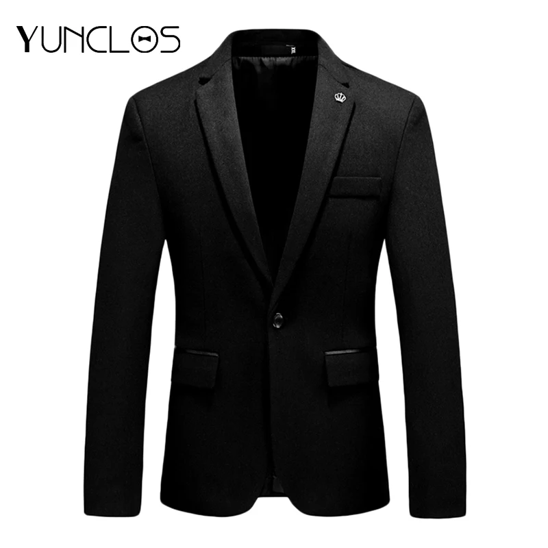 YUNCLOS Новый приталенный мужской костюм Блейзер однотонный серый красный куртка