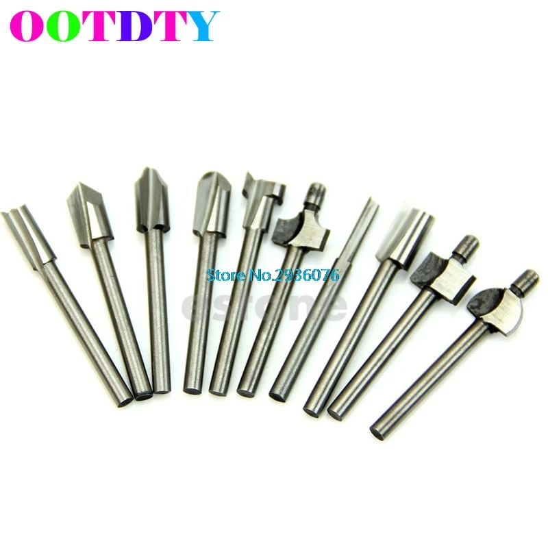Фрезы для дерева OOTDTY фасонные фрезы HSS набор Dremel 10 шт. 1/8 дюйма 3 мм APR3|cutter milling|router