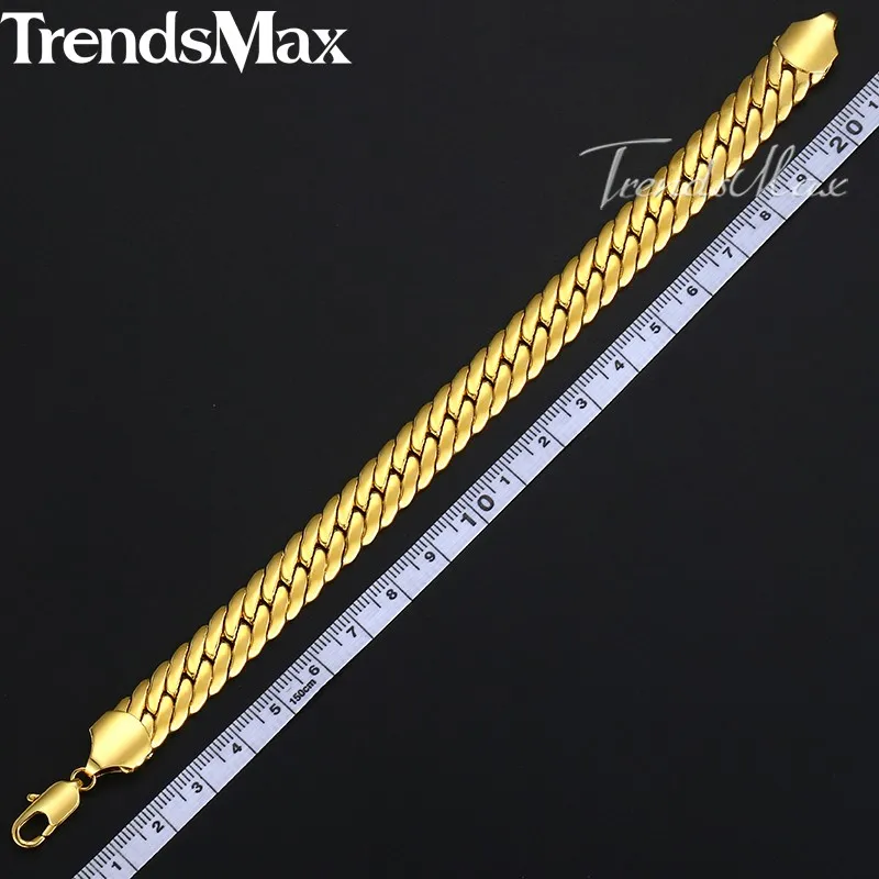 Trendsmax закрыть Curb Link браслет заполненный золотом мужские обувь для мальчиков