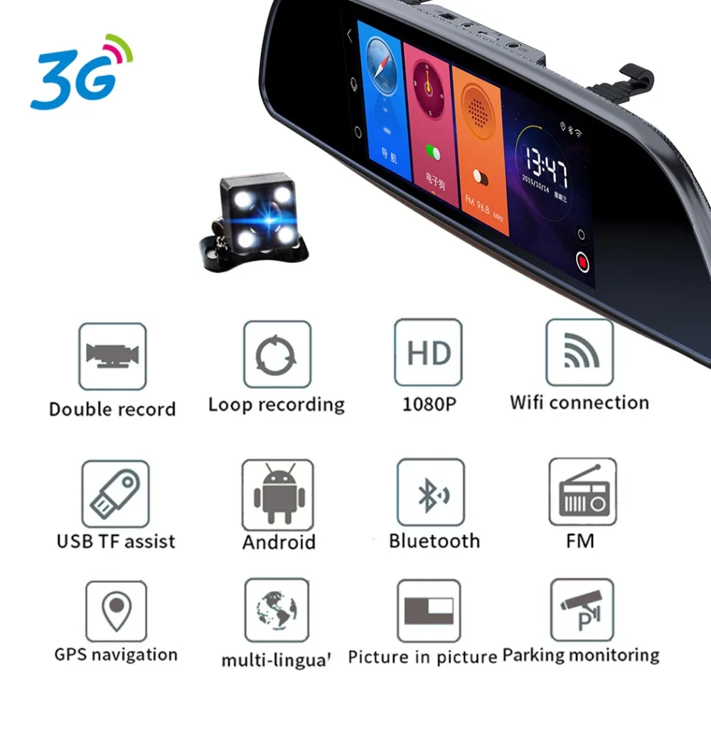 Dash cam XPX ZX857D DVR Автомобильный видеорегистратор зеркало 3g " экран Full HD 1080P камера заднего вида Dashcam Автомобильная камера 3 в 1 Android4.4 dvr Автомобильная